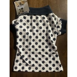 Zack and Zoey Nantucket White W/Navy Polka Dots Polo Dog Shirt NWT Sz XS